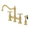 Kingston Brass Bridge Kitchen Faucet with Brass Sprayer, Polished Brass KS3272BEXBS - alternate 1