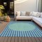 Homeroots 8' X 10' Teal Blue And Aqua Striped Washable Indoor Outdoor Area Rug 597202 - alternate 9