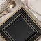 Smarty Had A Party 6.5" Black with Gold Square Edge Rim Plastic Appetizer/Salad Plates (120 Plates), 120PK 506G-CASE - alternate 10