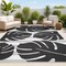 Jonathan Y Allison Classic Beach Stripe and Monstera Leaf Black/Gray 4 ft. x 6 ft. Indoor/Outdoor Area Rug TSN400B-4 - alternate 1