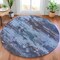 Homeroots 8' Blue And Charcoal Round Abstract Washable Indoor Outdoor Area Rug 630917 - alternate 6