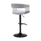Homeroots Light Gray and Black Fabric with Metal Swivel Adjustable Height Bar Chair 534474 - alternate 9