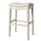Homeroots 31" Bone and Antiqued White Fabric and Solid Wood Backless Bar Height Bar Chair 632362 - alternate 1