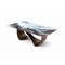 Homeroots 94" Black White and Bronze Ceramic and Steel Cross Leg Base Dining Table 718894 - alternate 9