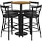 Flash Furniture Round Natural Bar Table, Rnd Base, Blk Seats, 24", Laminate Top, Wood Grain RSRB1035-GG - alternate 1