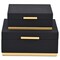 Homeroots Set of Two Black And Gold Striped Square Nesting Storage Boxes With Lids, 2PK 712928 - alternate 10