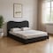Homeroots Black Ribbed Texture Velvet Upholstered King Bed Frame 583185 - alternate 1