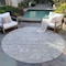 Homeroots 8' Gray And Silver Round Damask Washable Indoor Outdoor Area Rug 603505 - alternate 9