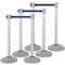 Us Weight Heavy Duty Premium Silver Steel Stanchion with Blue 7.5-Foot Retractable Belt, 6PK U2103BLUPK6 - alternate 1