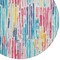 Homeroots 8' White Pink And Teal Blue Round Striped Washable Indoor Outdoor Area Rug 617706 - alternate 8