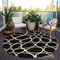Homeroots 8' Black Ivory And Beige Round Abstract Washable Indoor Outdoor Area Rug 600518 - alternate 8