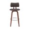 Homeroots 30" Brown And Wood Brown Faux Leather Swivel Low Back Bar Height Bar Chair 534437 - alternate 9