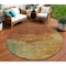 Homeroots 8' Terra Cotta Copper And Green Round Abstract Washable Indoor Outdoor Area Rug 604823 - alternate 1
