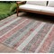 Homeroots 10' X 14' Burgundy And Silver Striped Washable Indoor Outdoor Area Rug 632208 - alternate 1