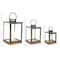 Homeroots Gray And Brown Distressed Geometric Glass Metal And Wood Floor Lantern Candle Holders, 3PK 516442 - alternate 5