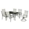 Homeroots Seven Piece Black and Gray Rectangular Glass Dining Set with Six Chairs 483451 - alternate 1