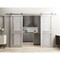 Sartodoors Sturdy Dbl Barn Door 72 x 96in W/, Light Grey Oak W/ Frosted Glass, SS 13FT Rail Hangers Heavy Set VEREGIO7288DB-S-OAK-7296 - alternate 1