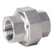 Zoro Select 304 Stainless Steel Union, 3/4 in x 3/4 in Fitting Pipe Size, Female NPT x Female NPT, Class 150 600U111N034