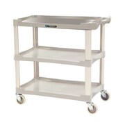 LAKESIDE Plastic 3-Shelf Cart; 300 lb Capacity, 16"x28-1/2" - Light Grey 2501