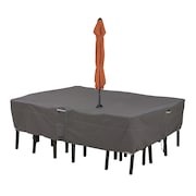 Classic Accessories Rectangle Table/Chair Cover W/ Umbrella Hole, 108"L x 82"W x 23"H 55-801-045101-EC