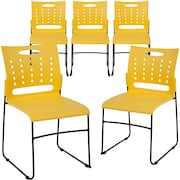 FLASH FURNITURE Yellow Plastic Stack Chair 5-RUT-2-YL-GG