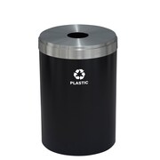 GLARO 33 gal Round Recycling Bin, Satin Black/Satin Aluminum B-2032BK-SA-B7