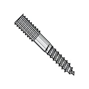 ZORO SELECT Hanger Bolt, 1/4"-20 Thread to 6 in, 18-8 Stainless Steel, 100 PK 1496BH188