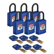 BRADY SAFEKEY Lockout Padlock Nylon Blue 1.0" Pla CPT-BLU-25PL-KD6PK