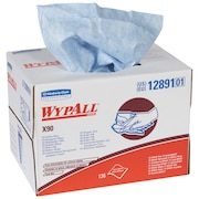 WYPALL Kimberly Clark® WypALL® X90 Heavy-Duty Wipers Dispenser Box, 11.1" x 16.8", Blue, 136/Case KW126