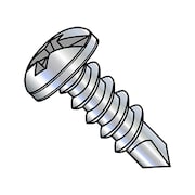 Zoro Select Self-Drilling Screw, #8-18 x 1 in, Zinc Plated Steel Pan Head Slotted Drive, 6000 PK 0816KCP