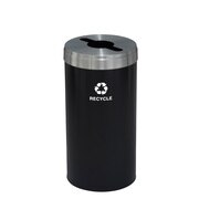 GLARO 16 gal Round Recycling Bin, Satin Black/Satin Aluminum M-1532BK-SA-M5