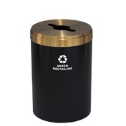GLARO 33 gal Round Recycling Bin, Satin Black/Satin Brass M-2032BK-BE-M3