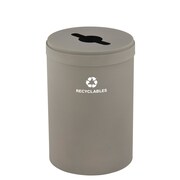 GLARO 33 gal Round Recycling Bin, Nickel M-2032NK-NK-M2