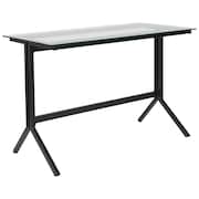 Flash Furniture Computer Desk, 21-1/2" D, 43-1/4" W, 28" H, Clear Top/Black Frame, Metal, Table Top: Glass NAN-JN21719-D-GG