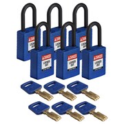 BRADY SAFEKEY Lockout Padlock Nylon Blue 1.5" Pla NYL-BLU-38PL-KA6PK