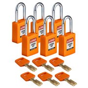 BRADY SAFEKEY Lockout Padlock Nylon Orange 1.5" S NYL-ORG-38ST-KD6PK