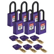 BRADY SAFEKEY Lockout Padlock Nylon Purple 1.5" P NYL-PRP-38PL-KA6PK