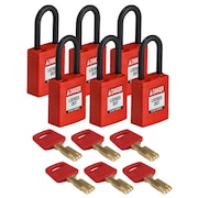 BRADY SAFEKEY Lockout Padlock Nylon Red 1.5" Plas NYL-RED-38PL-KA6PK