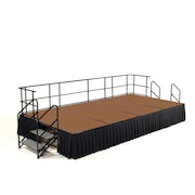 NATIONAL PUBLIC SEATING Stage Pack, 8 Ft.x16 Ft.x24"H, Hardboard, BoxPleat Black Skirting SG482404HB-SB10