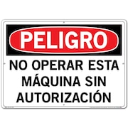 VESTIL Aluminum Sign, 14-1/2" Height, 20-1/2" Width, Aluminum, Rectangle, Spanish SI-D-26-E-AL-080-S