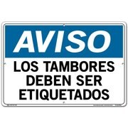 VESTIL Aluminum Sign, 12-1/2" Height, 18-1/2" Width, Aluminum, Rectangle, Spanish SI-N-63-D-AL-063-S