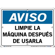 VESTIL Aluminum Sign, 7-1/2" Height, 10-1/2" Width, Aluminum, Rectangle, Spanish SI-N-70-A-AL-080-S