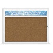 UNITED VISUAL PRODUCTS Single Door Radius Corkboard, Header, 48 UV80131-WHITE-FORBO