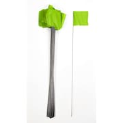 MUTUAL INDUSTRIES 4X5X30" Wire Marking Flags, Glo Lime, 1000C 15901-139-4