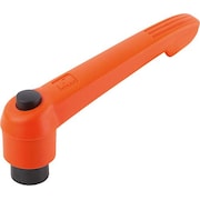 KIPP Adjustable Handle With Push Button, Size: 2, M08, Plastic Orange, Comp: Steel, Button: Black K0269.72208