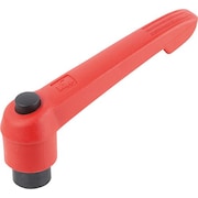 KIPP Adjustable Handle With Push Button, Size: 3, 3/8-16, Plastic Red, Comp: Steel, Button: Black K0269.733A4