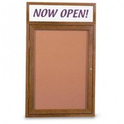 UNITED VISUAL PRODUCTS Single Door Wood Enclosed Corkboard, Hdr UV101HD