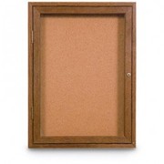 UNITED VISUAL PRODUCTS Single Door Wood Enclosed Corkboard, 18 UV100W