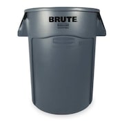 Rubbermaid Commercial 55 gal Round Trash Can, Gray, 26 1/2 in Dia, None, Plastic FG265500GRAY