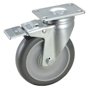 ZORO SELECT Swivel Plate Caster w/Total-Lock, Polyur, 5in, 315lb 2G033